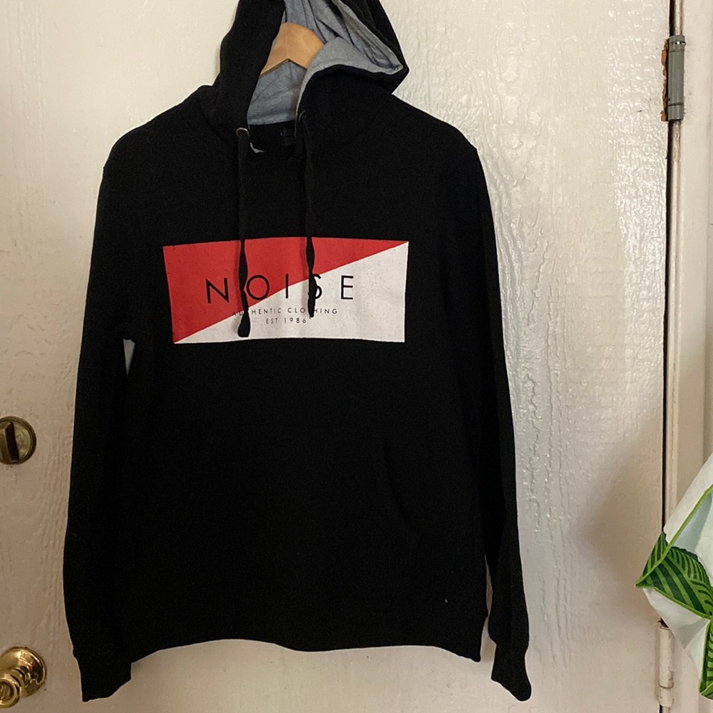 Noise Authentic Clothing Sweatshirt Hoodie size M Black White Red